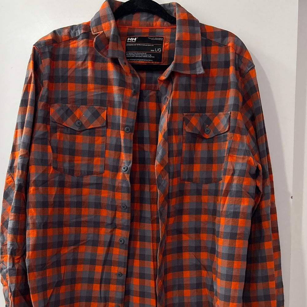 Helly Hansen Orange and Gray Plaid Shirt